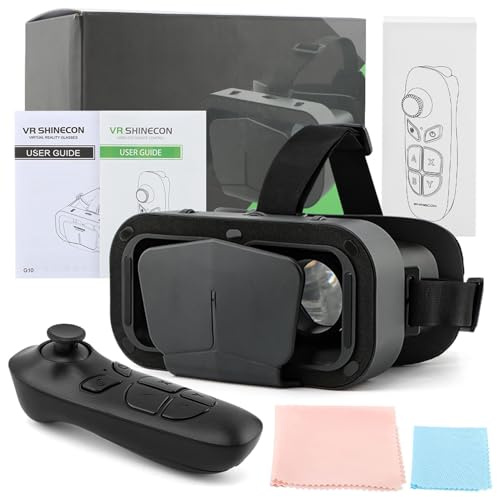 3D VR Headset, Virtual Reality 3D Glasses VR Headset Goggles with Controller Compatible 4.4-7.0 inch, Adjustable Universal Virtual Reality Goggles for Mobile Games & Movies