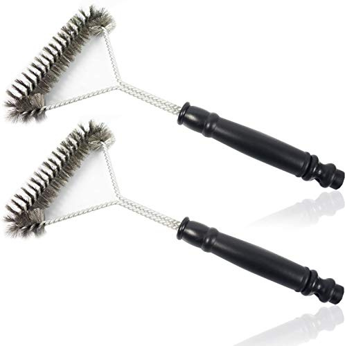 2 Stück HSM Grillbürste 30 cm Drahtbürste Reinigungsbürste Grillreinigungsbürste Grillreiniger dreiseitige BBQ Grillbürste Grillrostreiniger (1)