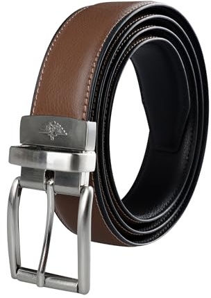 Dockers Men's Reversible Casual Belt with Comfort Stretch-cognac/black, Large