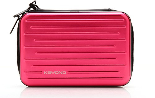 KAYOND Stötsäker silver aluminium bära resa skyddande förvaringsväska väska för 2,5 tum bärbar extern hårddisk HDD USB 2.0/3.0 (röd)