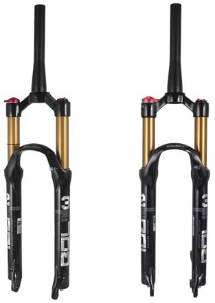 BOLANY Fahrrad-Federgabel, MTB-Fahrrad, Magnesium-Legierung, Federgabel vorne 26/27,5/29 Zoll, 120 mm, gerader Lenker und konische Lenkrad-Luftgabel (manuelle Verriegelung – Fernverriegelung)
