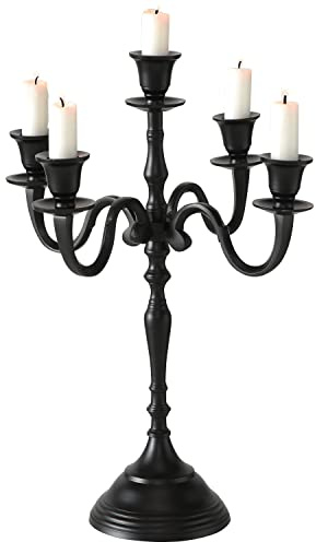Hamptons Kerzenleuchter mit fünf Kerzen, rustikales schwarzes Finish, handgefertigt aus Aluminium-Nickelguss, 40 cm hoch | Tafelaufsatz, handgefertigter Aluminiumguss, Nickel, über 30 cm hoch, 40 cm