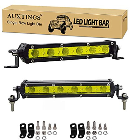 AUXTINGS LED-Scheinwerfer, 2 x 17,8 cm, 30 W, Gelb, einreihig, 3000K,niedriges Profil,ultradünn,Mini-Flutlicht,Off-Road-Lichter