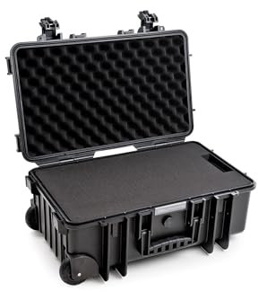 B&W Transportkoffer Outdoor - Typ 6600 Schwarz - mit Würfelschaum, Trolley Koffer, ideal als Handgepäck - wasserdicht nach IP67 Zertifizierung, staubdicht, bruchsicher und unverwüstlich