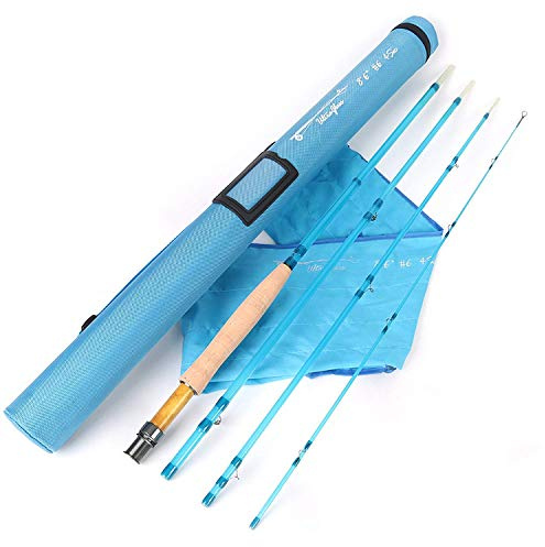 MAXIMUMCATCH Glasfaser Fliegenrute Blau Orange Weiß Lila Fliegenfischen Rute in 7’/8’/8’6’’, 3/5/6wt, 3/4 Teile