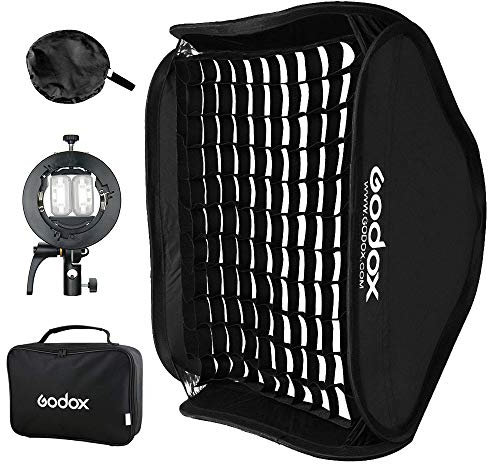GODOX Softbox 60x60cm Faltbare Gitter Softbox S2 S-Typ Halterung Bowens Mount Blitzhalterung für Speedlite Kamera Blitz Fotostudio Portait Fotografie(SGGV6060)