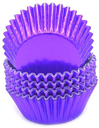 Mombake Lot de 100 caissettes à muffins en aluminium violet standard pour fête et plus encore