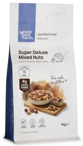 Wholefood Earth Super Deluxe Mixed Nuts 1 kg | GMO Free | High Fibre | Source of Protein