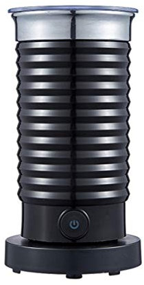 QREZ Espumador De Leche Eléctrico, Automático Batidora De Leche Eléctrico para Leche Caliente O Fría Espuma Rápida 500W 300Ml Acero Inoxidable Recubrimiento Antiadherente Cappuccino Latte Mocha,Negro