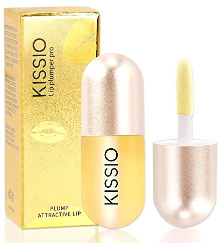 KISSIO Lip Plumper,Day Lip Plumper,Lip Enhancer,Plant Extracts Plumping Lip Serum, Lip Plumping Balm, Moisturizing Clear Lip Gloss for Fuller Lips & Hydrated Beauty Lips 5.5ml (04#Golden)