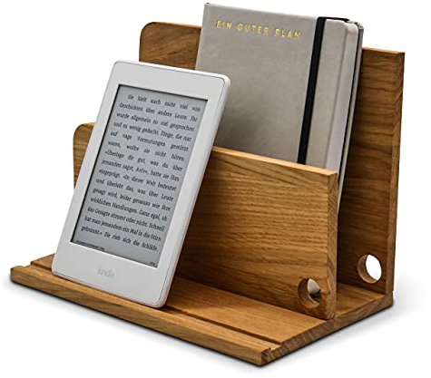 Natuhr Briefablage Schreibtisch Organizer - Maestro - Tablet & Smartphone Ladestation Handy Briefhalter aus Holz (Eiche geölt)