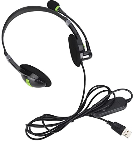 ASHATA Auriculares con Cable para Colocar sobre Las Orejas con Cancelación de Ruido, Micrófono Giratorio Omnidireccional, Comodidad, Auriculares Duraderos para PC, Computadora, Oficina(USB Models)