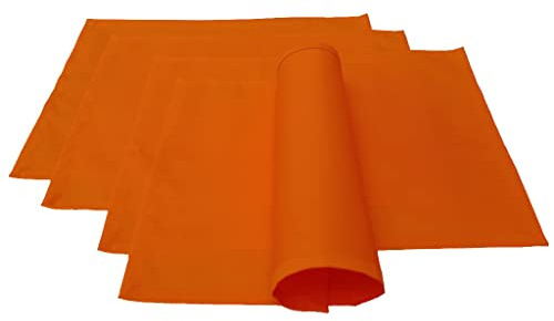 Lemos Home Hochwertiges Platzset Platzdeckchen 4 Stück aus 100% Baumwolle Kollektion Konzept, Farbe & Größe wählbar (Platzset 4er Set - 46x36cm, Orange)