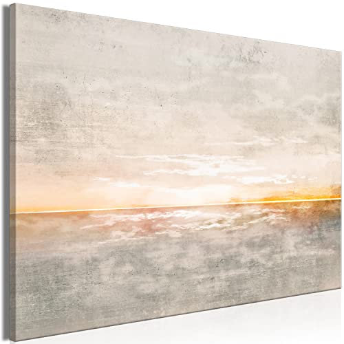murando - Leinwand Bilder Meer Sonnenuntergang 120x80 cm Leinwandbild 1 tlg Kunstdruck modern Wandbilder Groß XXL Wohnzimmer Wanddekoration Design Wandbild Landschaft Panorama Strand Natur wie gemalt