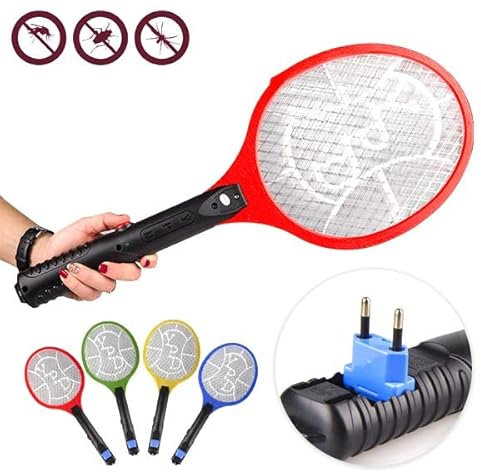 PLUS HOME Raqueta ELÉCTRICA Mata Insectos Elimina de Forma rápida y eficaz Moscas y Mosquitos.1 Raqueta Color Aleatorio