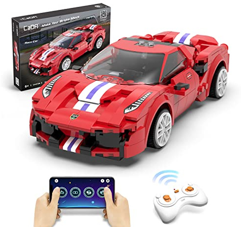 CADA Race Car - Sportwagen in Rot - Bausatz - mit R/C und App-Steuerung - 306 Teile - 6+ - (DeQube 927DE51072)