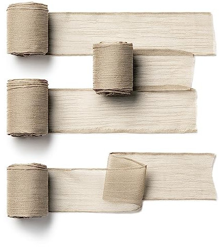 CHUQING Schleifenband Braun 18 Meter Dekoband 38mm Geschenkband Weihnachten Bänder für Hochzeit, Taufe Und Geburtstagsgeschenke,4 Rollen