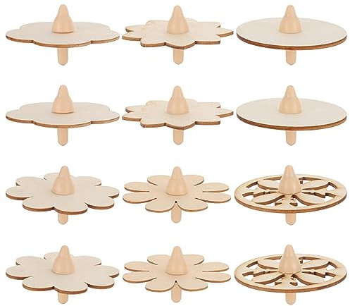 36 Stücke Holzkreisel Holz Kreisel Gyro Gyrator Spielzeug Holzscheiben zum Bemalen Basteln für Baby Kinder DIY Holzspielzeug Geburtstag Party Mitgebsel Geschenke