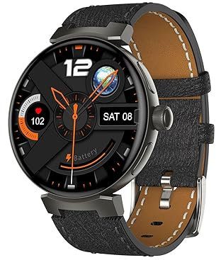 Smartwatch Herren Damen IP67 Wasserdicht Fitnessuhr Sportuhr Bluetooth-Anrufe mit Herzfrequenz-Schlafmonitor 7 Tage Lange Akkulaufze Itmehrfach Sportmodi für IOS Android KI-Sprachassistent Schwarz