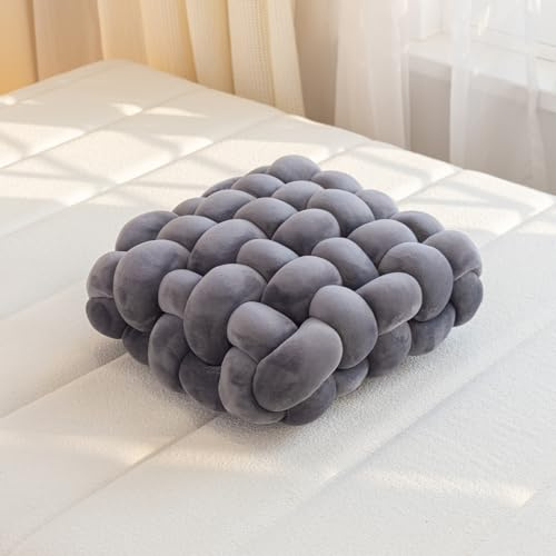 VanderHOME Gepolstertes Sitzkissen,knotenkissen, Geknotetes Kissen, Knot Kopfkissen, Plüsch Kissen Weiche,Stuhlpolster/Matratzenkissen für Stühle S-Dunkelgrau