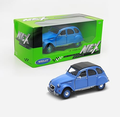 OPO 10 Voiture 1/24 Compatible avec Citroen 2CV Bleue - Welly 24009A-bleue
