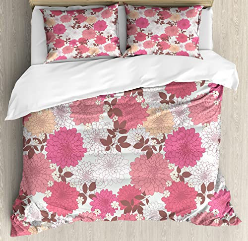 NDXRWDZR Bettwäsche 135x200 Lila Chrysantheme Bettwäsche-Set mit Reißverschluss Schließung für Kinder Weicher Atmungsaktive Mikrofaser Bettbezug + 2 Kopfkissenbezug 80x80 cm