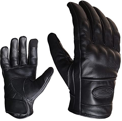 PROANTI Motorradhandschuhe Leder kurz Motorrad Handschuhe Touchscreen Funktion
