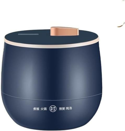 MISKYN Olla Arrocera Eléctrica De 1,6 L, Mini Olla Arrocera Para 1-2 Personas, Con Revestimiento Cerámico Antiadherente Y Tapa De Acero Inoxidable, Olla Caliente Para Apartamento/Cocina Pequeña,Azul