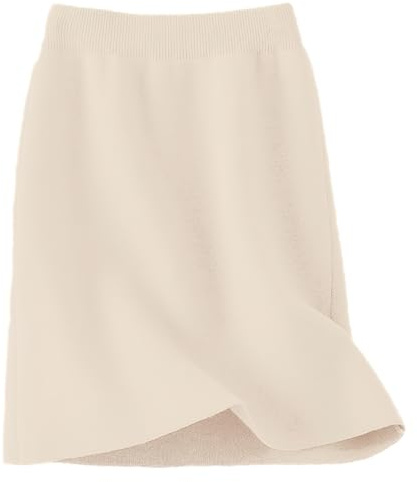 rismart Donna Lana Sintetica Gonna Vita Alta Montaggio Matita Bodycon Corto Gonne per Autunno Inverno Bianco,XS