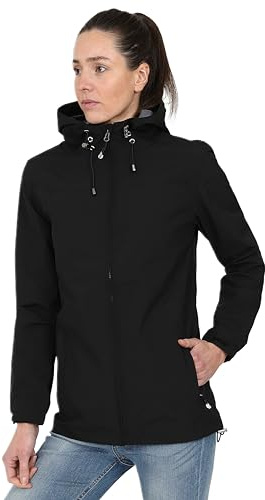 Blu Apparel Women's Waterproof Rain Hooded Jacket Windbreaker Hiking Walking Coat Spring Jackets (UK, Numeric, 14, Regular, Regular, Black)
