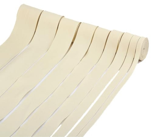 Hrlace 100M Baumwolle Schrägband Fischgräten Baumwoll Webbings 5cm Breite Flache Köperband Cotton Tape Natur Baumwoll Fischgrätenstich Nahtband Twillband Webband für DIY Basteln Nähen Beige 5cm