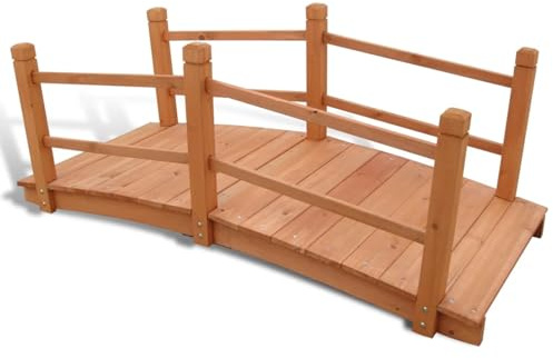ARKEM Ponte Ponticello da Giardino in Legno per Laghetto con Passerella ad Arco, Impermeabile per Esterni,Ponte da Giardino 140 x 60 x 56 cm
