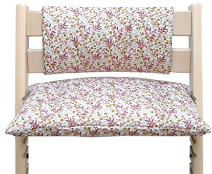 Blausberg Baby - Sitzkissen Kissen Polster Set Junior für Tripp Trapp ohne Schlitz im Sitzkissen, Materialien OEKO-TEX® Standard 100 zertifiziert (Blumenwiese Rosa)