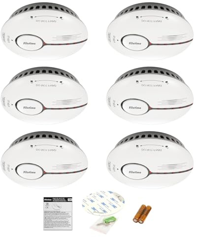 Rauchmelder, Feueralarm Rauchmelder mit LED-Anzeige & Test/Stummschaltungstaste, austauschbarer Batterie, entspricht dem EN14604-Standard, Ton- und Blitzalarm 85dB für Zuhause (Standalone 6er Pack)