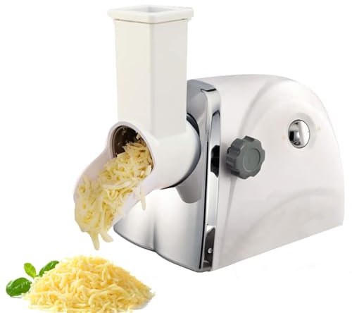 Rallador De Queso Eléctrico, Rallador De Queso Giratorio De Acero Inoxidable, con 3 Cuchillas De Acero Inoxidable, Rallado Rápido De 500 G/min, Adecuado para Patatas, Verduras Y Queso