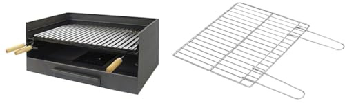 Imex El Zorro Cajón para barbacoa con parrilla de inox, 72 x 40 x 33 cm, GRIS, 71516 & Imex El Zorro 71679 - Parrilla cincada, 71x40x0.3 cm