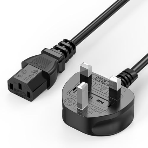 Monitor Power Cable Lead, Mellbree UK 3 Pin C13 Keetle Lead | Compatible with Samsung, Dell, Sony, HP, LED LCD Smart TV Monitor, TV, Printer, PC, etc. 5M