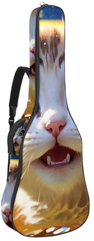 Schöne Gitarrentasche, wasserdichte Gigbag mit mehreren Taschen – 40/41/42 Zoll Akustikgitarrenkoffer, schöne Katze schwimmt unter Wasser, Mehrfarbig Nr. 04, 42.9x16.9x4.7 in, Gitarrentasche
