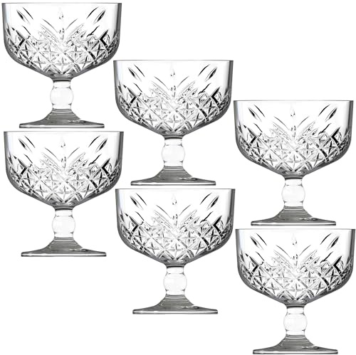 Queensway Home & Dining Footed Stemmed Ice Cream Clear Sundae Dessert Glasses Cup Dish 100% Lead Free Premium Glass Dessert Bowls for Fruit Salad Cocktail Condiment, Trifle Serving for Party Daily Use