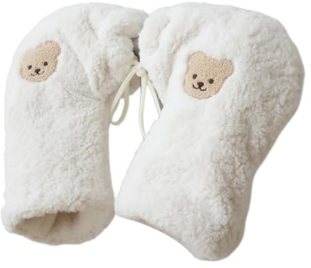 carotoe Manchon de vélo en peluche pour enfant avec joli motif d'ours - Gants coupe-vent pour petits garçons et filles