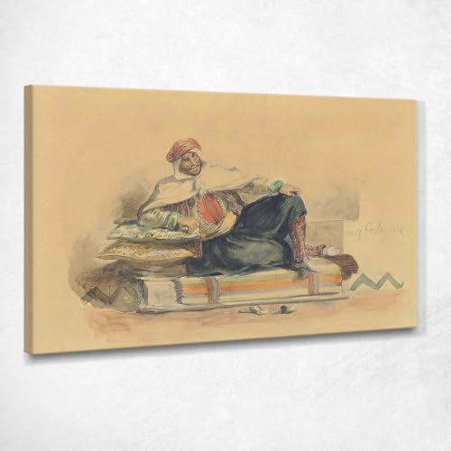 Ein Berber sitzt auf einem niedrigen Sofa Eugène Delacroix, edx1 Bild gedruckt auf Leinwand, 175 x 105 cm