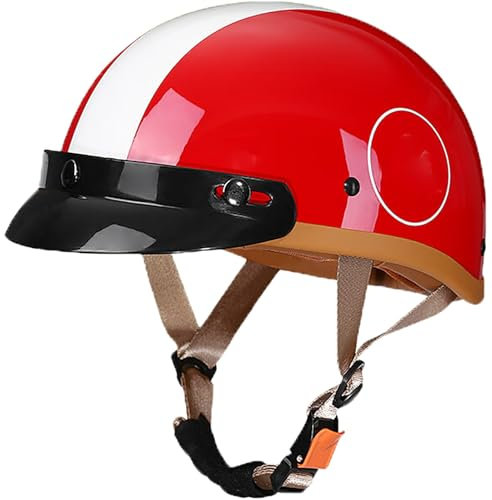 Deutsche Motorrad Halbhelme Mit DOT/ECE Zertifiziert, Jethelm Retro, Chopper Helm, Scooter-Helm, Fahrradhelm, Mit Herausnehmbares Innenfutter Und Schnellverschlussschnallen 3,M=57-58CM