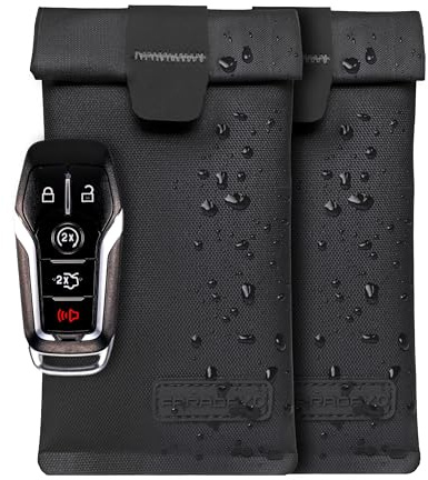 Faraday Key Fob Jacket | RFID Signal Blocking & Water Resistant | Anti-Hacking | Ultimate Car Anti-Theft Protection Shielding Bag for Key Fobs and Key Cards | Magnetic Closure | Three Layers (2)