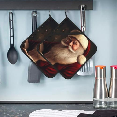 2 presine con tasca di Babbo Natale per cucina resistenti al calore presina in spugna sottobicchiere da forno guanti da forno guanti da forno per cottura cottura 20 x 20 cm