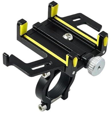 Smartphone-Halterung Praktischer Fahrrad-Telefonhalter aus Aluminiumlegierung, Fester Navigations-Motorrad-Akku, elektrischer Fahrrad-Telefonhalter, Reitzubehör(Yellow)