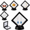 Ayicheyl 4 Stück Schweberahmen Münzständer, Coin Holder 3D Schwebender Display Ständer mit Sockel, Münzhalter Schmuck Display Box für Ohrringe,Ringe,Halsketten,Armbänder,Schwarz 7x7x2cm+11x11x2cm