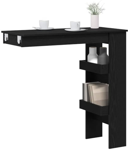 vidaXL Wall Bar Table Black oak 102 x 55 x 103.5 cm Engineered wood, Bedroom Bar Table, Rectangular Storage Furniture, Space-Saving Design for Home Setup and Dining Area Solutions