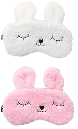 2 Stück Augenmaske Schlafmaske,Kinder,Sleeping Mask,3D Süße Hase Plüsch Schlafbrille Augenbinde,Mädchen,zum Schlafen,Breathable Tiere Eyeshade,mit Verstellbares Gummiband Schlafmasken Augenabdeckung