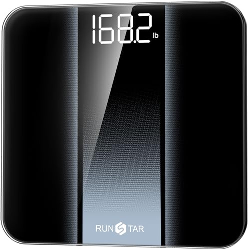 RunStar Digital Bathroom Scale for Body Weight with High Precision, Clear LED Backlight Display, Accurate Scale with 6mm Tempered Glass, 400lb, Silver