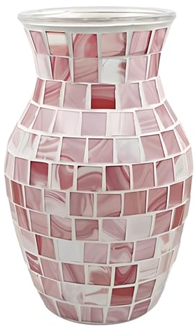 AiiBowy Glass Vases, Handmade Mosaic Glass Vase, Decorative Vasen, Modern Vasen for Office, Living Room, Kitchen, Home Decoration, Table Decoration, Bedroom, Bookshelves, Wedding, Party(Hot Pink)
